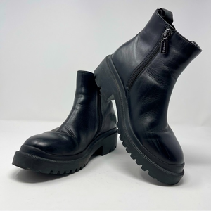 Blonda Chelsea Black Ankle Boots Chunky Sole‎ Waterproof Side Zip Elastic 6.5M